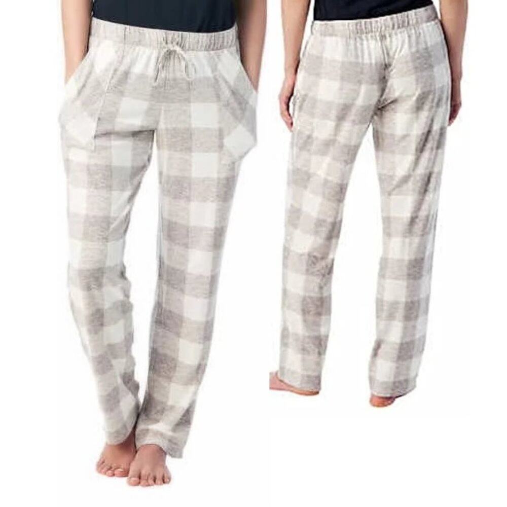 Lucky Brand Womens Straight Leg Lounge Pajama Pant Buffalo Plaid Grey Small NWOT